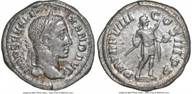 Severus Alexander (AD 222-235). AR denarius (19mm, 3.00 gm, 7h). NGC Choice XF 4/5 - 3/5. Rome, AD 230. IMP SEV ALE-XAND AVG, Laureate bust of Severus...