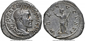 Maximinus I (AD 235-238). AR denarius (20mm, 3.05 gm, 11h). NGC AU 5/5 - 4/5. Rome, March AD 235-January AD 236. IMP MAXIMINVS PIVS AVG, laureate, dra...