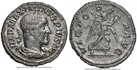 Maximinus I (AD 235-238). AR denarius (19mm, 3.23 gm, 11h). NGC AU 5/5 - 4/5. Rome, AD 235-236. IMP MAXIMINVS PIVS AVG, laureate, draped and cuirassed...