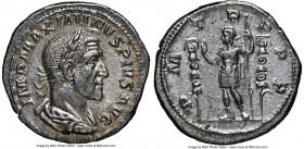 Maximinus I (AD 235-238). AR denarius (20mm, 3.47 gm, 7h). NGC AU 5/5 - 2/5, brushed. Rome, AD 235. IMP MAXIMINVS PIVS AVG, laureate, draped and cuira...
