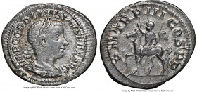 Gordian III (AD 238-244). AR denarius (21mm, 3.22 gm, 7h). NGC Choice XF 4/5 - 4/5. Rome, March-May AD 240. IMP GORDIANVS PIVS FEL AVG, laureate, drap...
