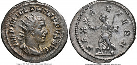 Philip I (AD 244-249). AR antoninianus (23mm, 4.15 gm, 6h). NGC AU 5/5 - 4/5. Rome, AD 244-247. IMP M IVL PHILIPPVS AVG, radiate, draped, cuirassed bu...