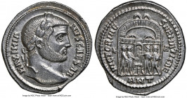 Galerius, as Caesar (AD 305-311). AR argenteus (19mm, 3.33 gm, 11h). NGC Choice AU 5/5 - 5/5. Antioch, 1st officina, AD 294-295. MAXIMIA-NVS CAESAR, l...