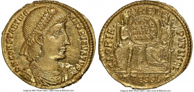 Constantius II, as Augustus (AD 337-361). AV heavy-weight solidus (22mm, 4.67 gm, 6h). NGC MS S 5/5 - 4/5. Thessalonica, AD 355-361. D N CONSTANTIVS-M...