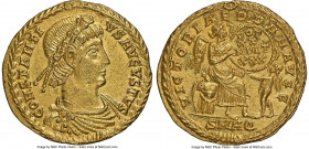 Constantius II, as Augustus (AD 337-361). AV solidus (22mm, 4.46 gm, 7h). NGC MS S 5/5 - 4/5. Aquileia, Vicennalia issue, AD 343-344. CONSTANTI-VS AVG...