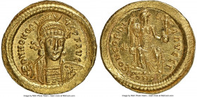 Honorius, Western Roman Empire (AD 393-423). AV solidus (21mm, 4.44 gm, 6h). NGC MS 5/5 - 4/5, edge taps. Constantinople, 3rd officina, ca. AD 397-402...