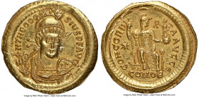 Theodosius II, Eastern Roman Empire (AD 402-450). AV solidus (22mm, 4.44 gm, 6h). NGC MS S 5/5 - 4/5. Constantinople, 5th officina, ca. AD 408-420. D ...