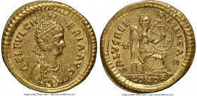 Aelia Pulcheria, Eastern Roman Empire (AD 414-453). AV solidus (21mm, 4.46 gm, 6h). NGC AU 4/5 - 4/5, flan flaw. Constantinople, AD 414. AEL PVLCH-ERI...