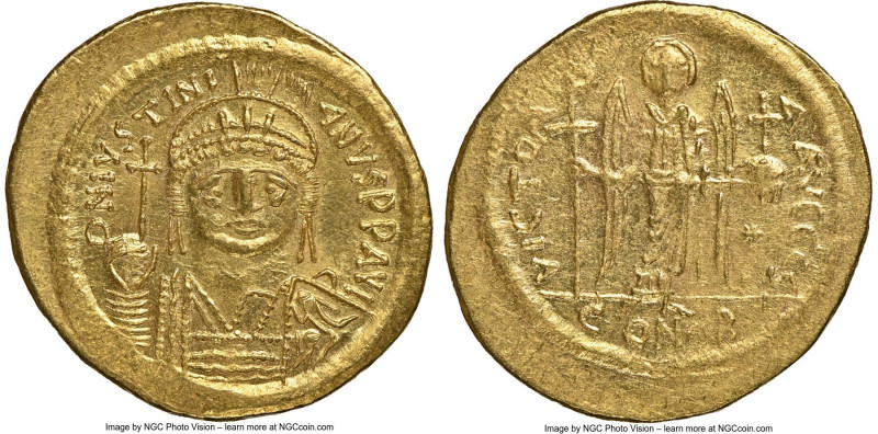 Justinian I the Great (AD 527-565). AV solidus (20mm, 4.48 gm, 6h). NGC MS 4/5 -...