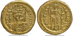 Justin II (AD 565-578). AV solidus (20mm, 4.45 gm, 5h). NGC MS 5/5 - 4/5. Constantinople, 5th officina. D N I-VSTI-NVS PP AVG, cuirassed bust of Justi...