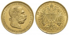 AUSTRIA. Francesco Giuseppe (1848-1916). 20 Corone 1892. AU Kr.2806. FDC