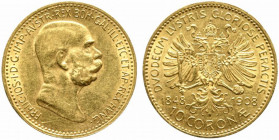 AUSTRIA. Francesco Giuseppe I (1848-1916). 10 Corone 1908. Au (3,38 g). KM#2269. qFDC