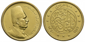 EGITTO . Fuad I (1917-1936) . 100 Piastre. 1922 . AU Kr. 341 Oro giallo. SPL