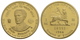 ETIOPIA . Repubblica . 10 Dollari. 1966 - 75° compleanno di Haile Selassie . AU Kr. 38 Proof. FDC