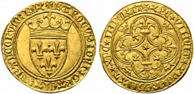 FRANCIA. Carlo VI (1380-1422). Scudo d'oro Au (3.93 g - 28.5 mm). KAROLVS DEI GRACIA FRANCORVM REX. Scudo di Francia coronato. R/XPS VINCIT XPS REGNAT...