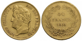 FRANCIA . Luigi Filippo I (1830-1848) . 40 Franchi. 1833 A . AU Kr. 747.1. BB