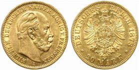 GERMANIA. PRUSSIA. Guglielmo I (1861-1888). 20 marchi 1878. Au (7,96 g). qSPL