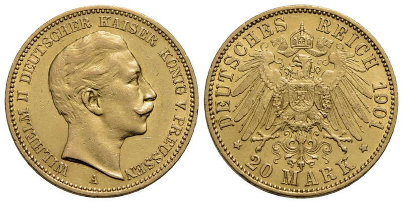 GERMANIA - PRUSSIA . Guglielmo II (1888-1918) . 20 Marchi. 1901 A . AU Kr. 521. ...
