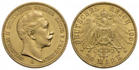 GERMANIA - PRUSSIA . Guglielmo II (1888-1918) . 20 Marchi. 1901 A . AU Kr. 521. BB-SPL