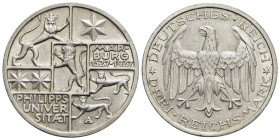 GERMANIA. Repubblica di Weimar (1919-1933). 3 Marchi 1927 A - 400° Anniversario Università Philipps in Marburg. AG Kr. 53. FDC