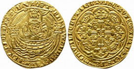 GRAN BRETAGNA. Edoardo III (1327-1377). Noble Au (7.60 g - 34.1 mm). EDWARD DEI GRA REX ANGL DNS HYB Z AQIT; il Re in piedi frontale su una nave con s...