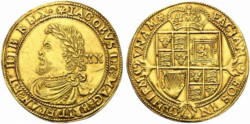 GRAN BRETAGNA. Giacomo I (1603-1625). Laurel Au (8.90 g - 35.3 mm). IACOBVS D: G...
