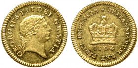 GRAN BRETAGNA. Giorgio III (1760-1820). 1/3 di Guinea 1804. Au (2.79 g - 17.1 mm). KM#650. qFDC