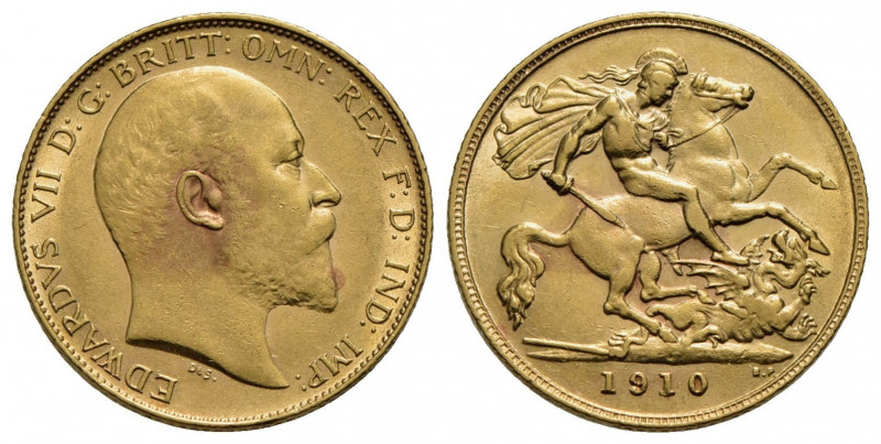 GRAN BRETAGNA . Edoardo VII (1901-1910) . Mezza sterlina. 1910 . AU Kr. 804. SPL...