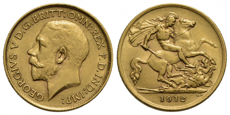 GRAN BRETAGNA . Giorgio V (1910-1936) . Mezza sterlina. 1912 . AU Kr. 819. SPL+