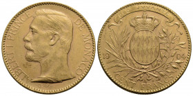 MONACO. Alberto (1889-1922). 100 Franchi. 1904 . AU Kr. 105 Minimi segnetti - Bei fondi. qFDC