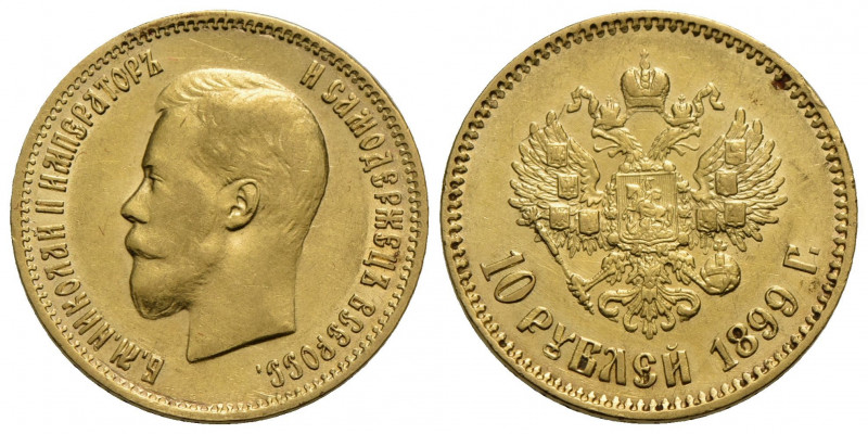 RUSSIA . Nicola II (1894-1917) . 10 Rubli. 1899 . AU Kr. Y64. BB-SPL