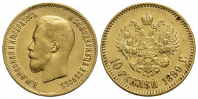 RUSSIA . Nicola II (1894-1917) . 10 Rubli. 1899 . AU Kr. Y64. BB-SPL