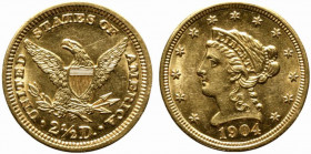 STATI UNITI. Quarter Eagles ($ 2.50) 1904. Au (4,19 g) qFDC