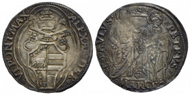 ANCONA . Alessandro VI (1492-1503) . Grosso . (AG g. 3,19) R CNI 11; Munt. 23 Stupenda patina. SPL