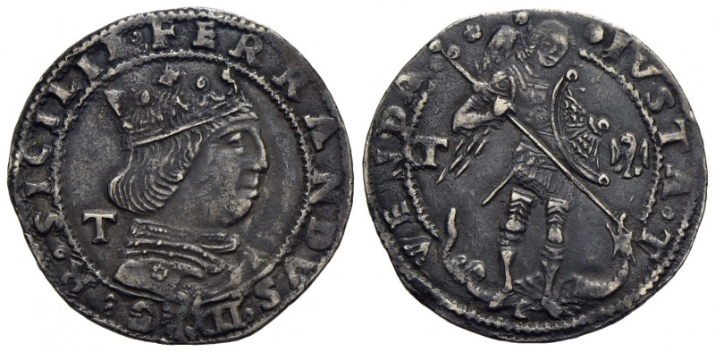 L'AQUILA . Ferdinando I d’Aragona (1458-1494) . Coronato . (AG g. 3,84) R CNI 2/...