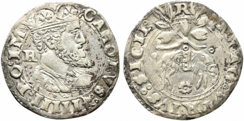 L'AQUILA. Carlo V (1519-1556). Carlino Ag (3,07 g). Busto a destra - Toson d'oro...