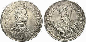 FIRENZE. Francesco I De' Medici (1574-1587). Piastra d'argento 1585. Ag (32.11 g - 42.4 mm). D/FRAN. MED. MAG. DVX. ETRVRIAE. II; busto corazzato a de...
