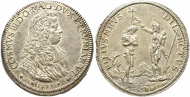 FIRENZE. Cosimo III De' Medici (1670-1723). Piastra 1677 Ag (31.2 g - 45.4 mm). D/busto corazzato a destra. R/San Giovanni battezza Gesù Cristo nelle ...