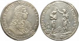 FIRENZE. Cosimo III De' Medici (1670-1723). Piastra 1677 Ag (30.89 g - 44.2 mm). D/busto corazzato a destra. R/San Giovanni battezza Gesù Cristo nelle...