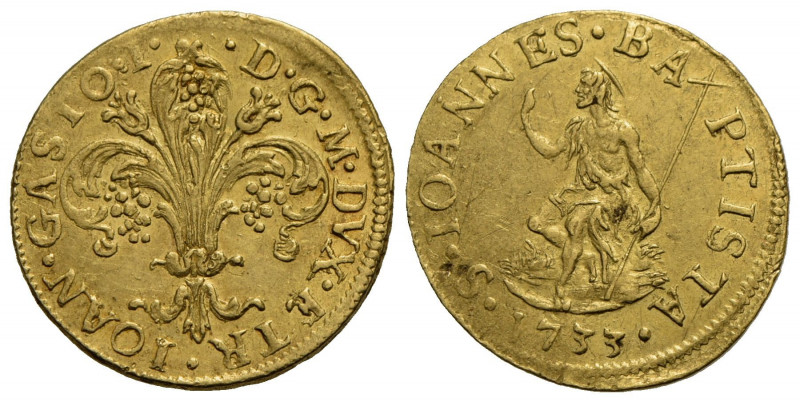 FIRENZE . Gian Gastone (1723-1737) . Fiorino d'oro. 1733 . AU CNI 20; MIR 345/10...