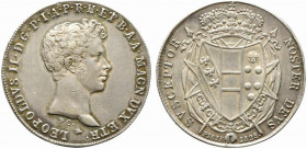 FIRENZE. Leopoldo II di Lorena (1824-1859). Mezzo scudo da 5 Paoli o mezzo francescone 1828 Ag (13.6 g - 30.9 mm). D/testa nuda a destra; R/stemma a c...