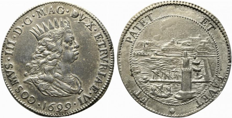 LIVORNO. Cosimo III De' Medici (1670-1723). Tollero 1699 Ag (26.8 g - 42.2 mm). ...