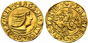 MILANO. Galeazzo Maria Sforza (1468-1476). Ducato Au (3.45 g - 23.8 mm). D/busto corazzato a destra. R/drago alato, ai lati G3 M. Negrini-Varesi 189; ...