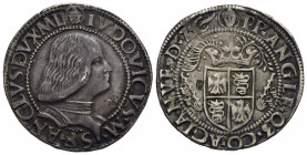 MILANO. Ludovico Maria Sforza (1494-1499) . Testone . (AG g. 9,54) RR Crippa manca; MIR 229/2 Lato superiore dello stemma formato da due archi Ottimo ...