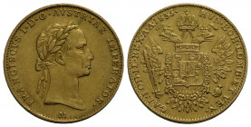 MILANO . Francesco I d'Asburgo-Lorena (1815-1835) . Mezza sovrana. 1835 . AU Pag. 113; Mont. 337. BB-SPL