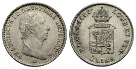 MILANO. Francesco I d'Asburgo-Lorena (1815-1835) . Quarto di lira austriaca. 1822 . AG Pag. 153; Mont. 369. FDC