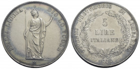 MILANO . Governo Provvisorio (1848) . 5 Lire. 1848 . AG Pag. 213; Mont. 425 Periziata Tevere Spl-Fdc. qFDC