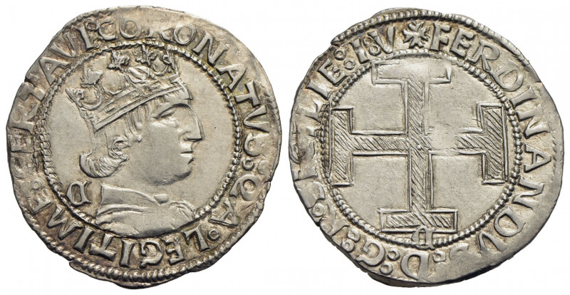 NAPOLI. Ferdinando I d’Aragona (1458-1494) . Coronato . (AG g. 3,93) P.R. 15m; M...