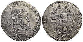 NAPOLI. Filippo II (1554-1598) . Mezzo ducato . AG P.R. 15; MIR 171. qSPL