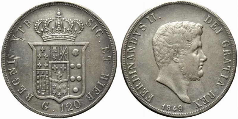 NAPOLI. Ferdinando II di Borbone (1830-1859). Piastra da 120 grana 1849. Ag (27,...